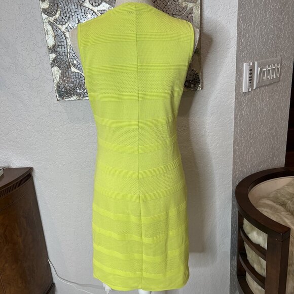Armani Exchange Sleeveless Neon Yellow Textured Knit Sheath Dress M - Picture 5 of 9